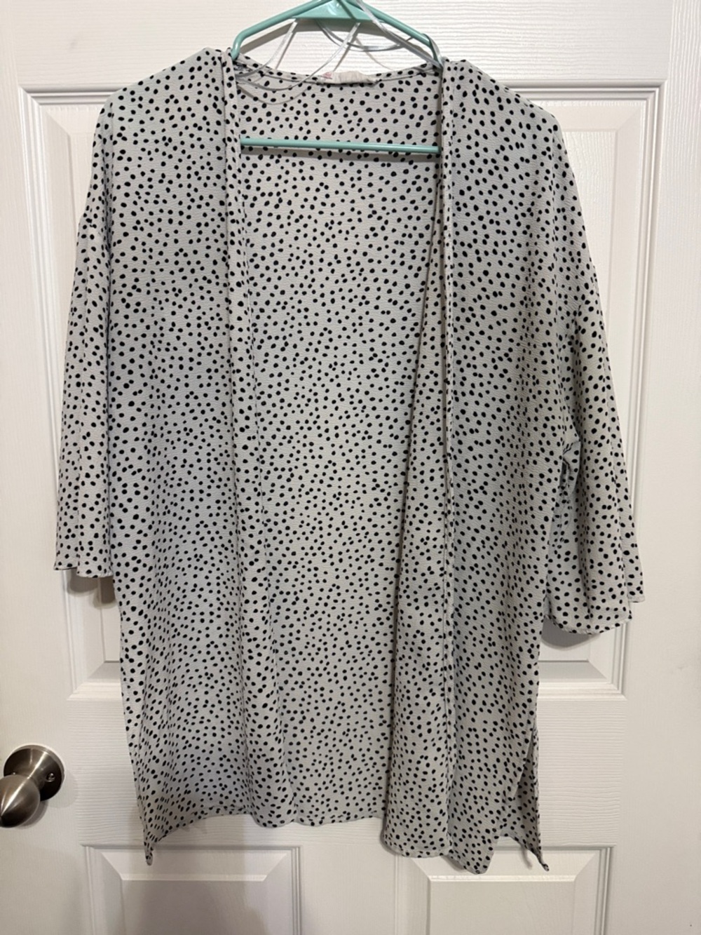 Pink Rose light grey and Black Polka Dot Open Cardigan